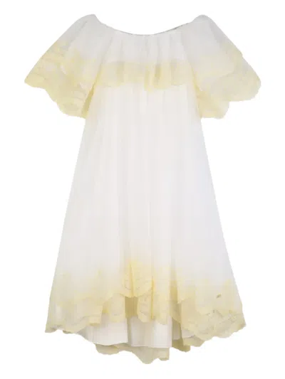 Chloé Kids Lace-trim Layered Dress In Multi