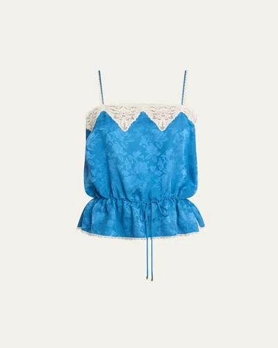 Chloé Lace-trim Floral Silk Jacquard Camisole Top