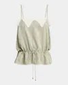 Chloé Women Silk Jacquard And Lace Drawstring Tank Top