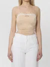 Chloé Lace Trim Ruched Bodysuit Slim Straps In Brown