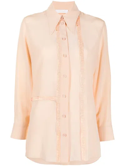 Chloé Lace Trim Shirt In Neutrals