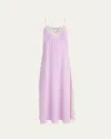 Chloé Lace-trim Silk Midi Slip Dress In Purple