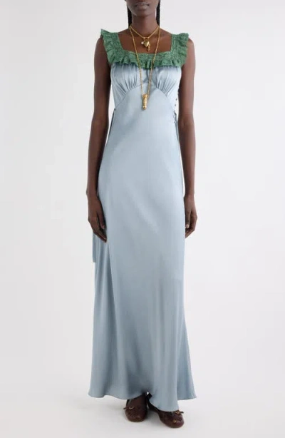 CHLOÉ CHLOÉ LACE TRIM SILK SATIN COLUMN DRESS