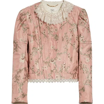 CHLOÉ CHLOÉ LACE TRIM TAFFETA FITTED JACKET