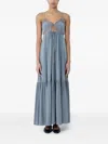 Chloé Lace-trim Tiered Maxi Dress In Blue