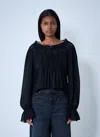 Chloé Women Silk Georgette And Lace Top In Black