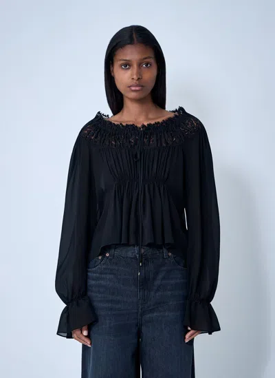 Chloé Lace-trim Top In Black