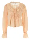Chloé Light Pink Crepe Blouse In Multi
