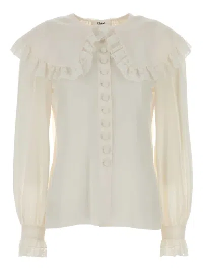 CHLOÉ LACE-TRIMMED BLOUSE