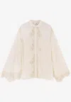 Chloé Fluid Silk Georgette And Lace Blouse In White