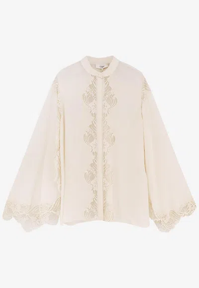 Chloé Lace-trimmed Blouse In White