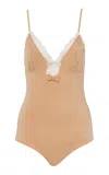 Chloé Lace-trimmed Bodysuit In Brown