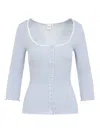 Chloé Lace-trimmed Button Top In Blue
