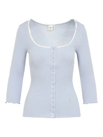 CHLOÉ LACE-TRIMMED BUTTON TOP