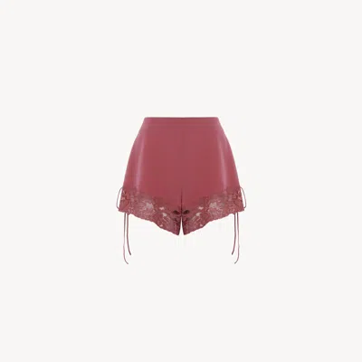 Chloé Lace-trimmed Lingerie Shorts In Crêpe De Chine Purple Size 6 100% Silk