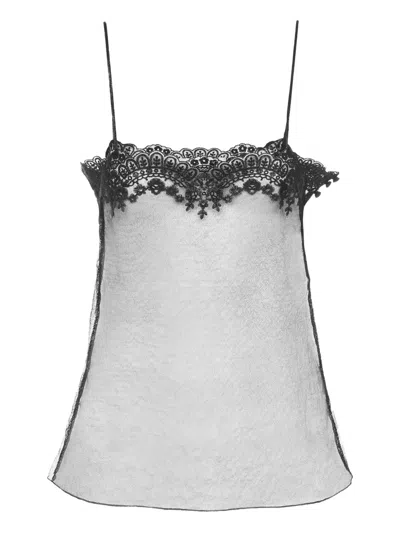 Chloé Fitted Tank Top In Embroidered Lace In White