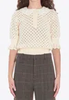 Chloé Lace-trimmed Open Knit Blouse