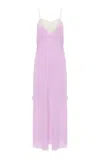 Chloé Lace-trimmed Organic Silk Crepe De Chine Maxi Dress In Purple