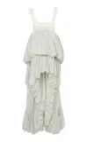 Chloé Lace-trimmed Organic Silk Habotai Bubble Gown In Green