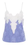 Chloé Lace-trimmed Organic Silk-jacquard Tank Top In Purple