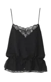 Chloé Lace-trimmed Organic Silk Jacquard Top In Black
