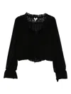 Chloé Gathered Lace-trimmed Silk Georgette Blouse In Black
