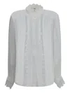 Chloé Women Ruffled Silk Muslin And Lace Blouse In White