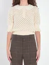 Chloé Pointelle Knit Sweaters And Cardigans White In Yellow