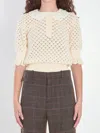 Chloé Pointelle Knit Sweaters And Cardigans White In Yellow