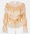 Chloé Lace-trimmed Silk Blouse In Pink
