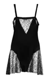 Chloé Lace-trimmed Silk Charmeuse Mini Dress In Black