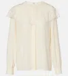 Chloé Lace-trimmed Organic Silk Crepe De Chine Blouse In White