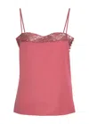 Chloé Chloe Lace-trimmed Silk Crepe De Chine Top In Brown