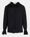 Chloé Lace-trimmed Silk Georgette Blouse In Black