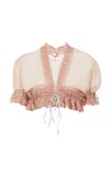 Chloé Lace-trimmed Silk Habotai Crop Top In Softy Pink