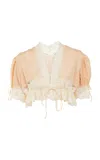 Chloé Lace-trimmed Silk Habotai Crop Top In Yellow