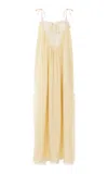 Chloé Lace-trimmed Silk Habotai Maxi Dress In Yellow
