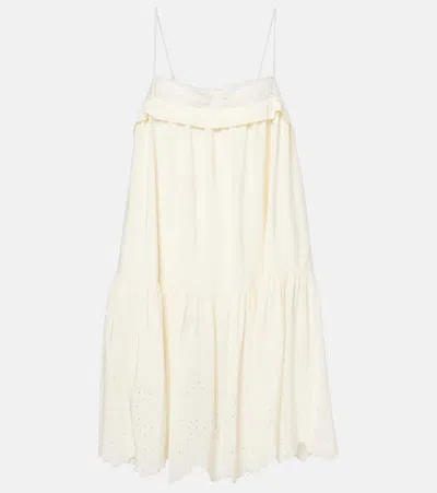 Chloé Lace-trimmed Silk Minidress In Coconut Milk