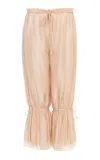 Chloé Lace-trimmed Silk Plonge Cropped Pants In Light Pink