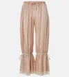 Chloé Lace-trimmed Silk Pongé Cropped Pants