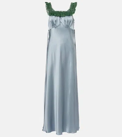 CHLOÉ CHLOÉ LACE-TRIMMED SILK SATIN MAXI DRESS