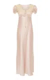 Chloé Lace-trimmed Silk Satin Maxi Dress In Pink