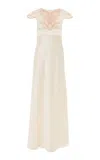 Chloé Lace-trimmed Silk Satin Maxi Dress In White