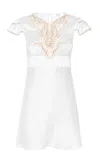 Chloé Lace-trimmed Silk Satin Mini Dress In Grey
