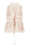 Chloé Lace-trimmed Silk Satin Top In Pink