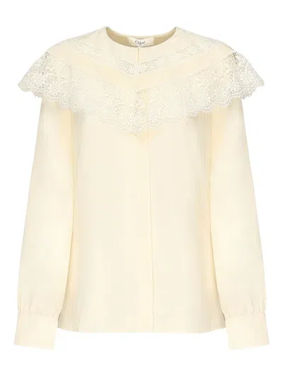 CHLOÉ LACE-TRIMMED SILK SHIRT