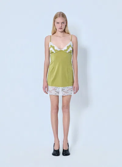 Chloé Lace Trimmed Slip Dress In Green