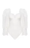 Chloé Lace-trimmed Stretch-nylon Bodysuit In White