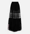 Chloé Chloe Lace-embellished Silk-chiffon Maxi Skirt In Black