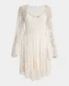 Chloé Lace U-neck Long-sleeve Mini Dress